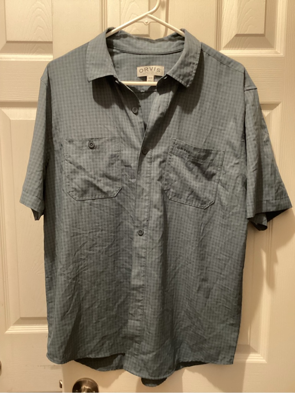 Orvis Men's Short-Sleeve Slate Blue Button-Down Shirt